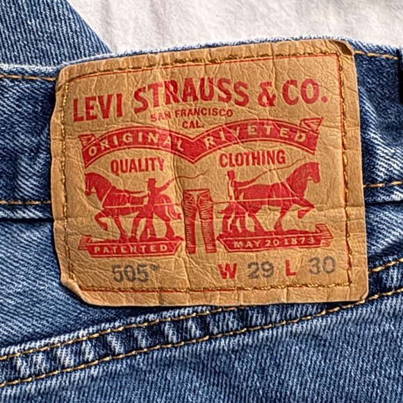 Levis 505 Mens Straight Fit Blue Denim Jeans 29 X 30 Classic Style - Picture 9 of 13
